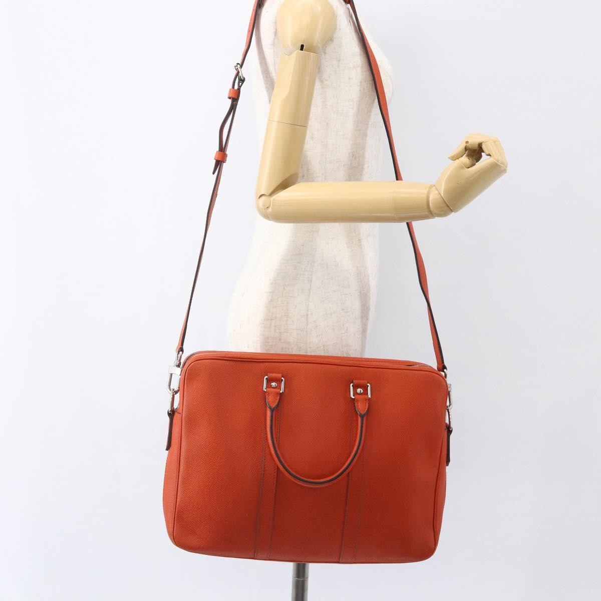 Louis Vuitton Porte-Documents Voyage Briefcase Taiga Leather Orange Leather Briefcase Bag