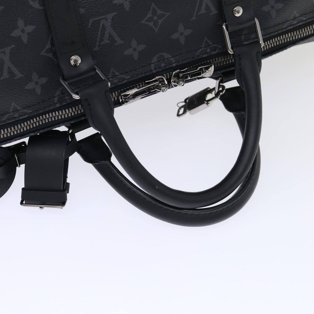Louis Vuitton Keepall Bandouliere Bag Monogram Eclipse Split Canvas Black Canvas Bag