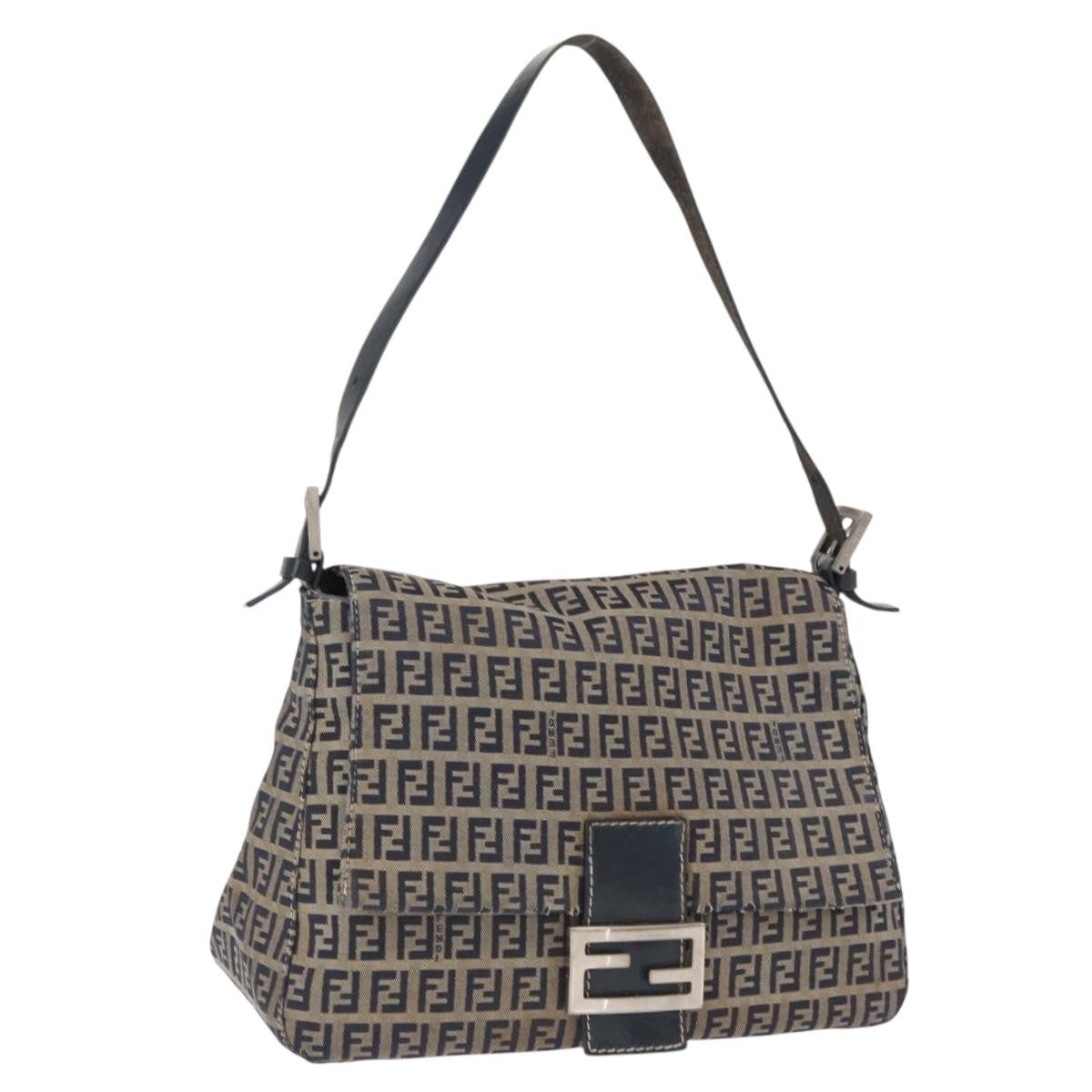 Fendi Mama Forever Bag Zucchino Canvas Navy Canvas Shoulder Bag Bag