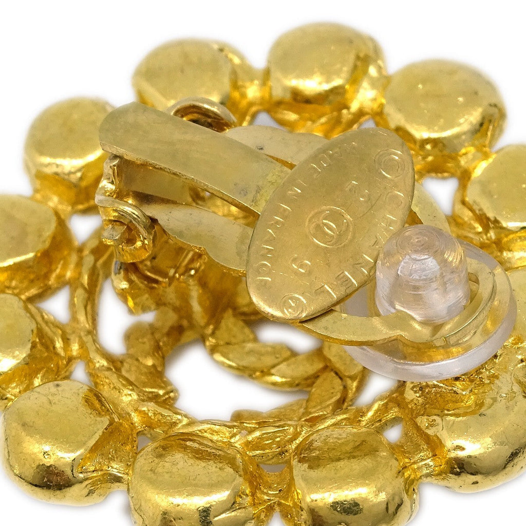 Chanel Vintage Round Cc Clip-On Earrings Metal Gold Gold_Plated Earrings Jewelry