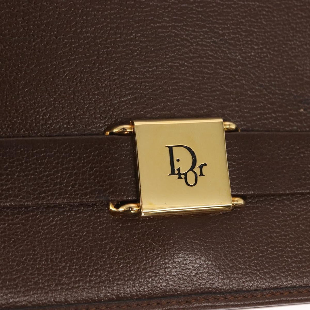 Christian Dior Vintage Shoulder Bag Leather Brown Leather Shoulder Bag Bag (Pre-Owned)