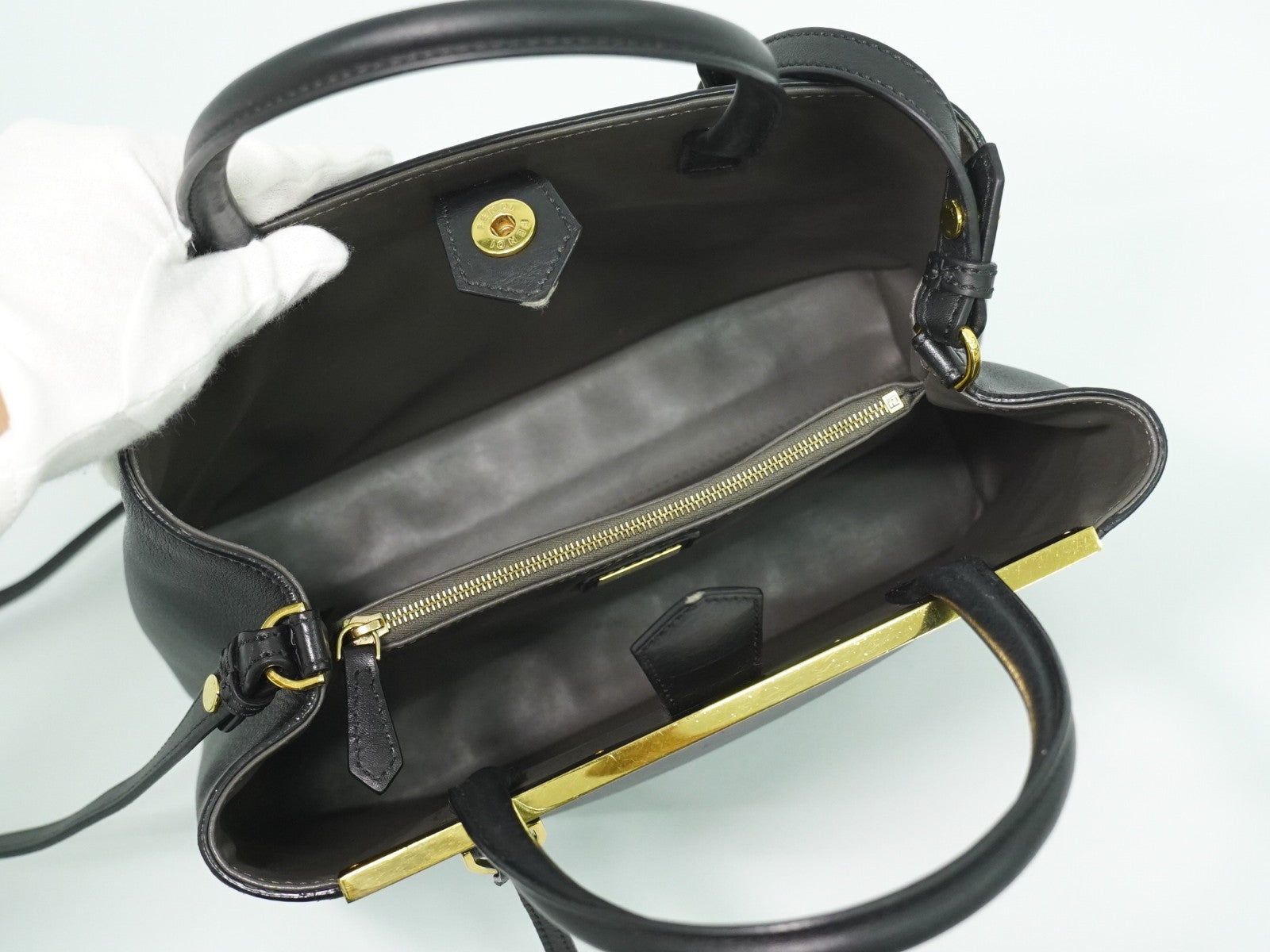 Fendi 2Jours Bag Leather Black Leather Handbag