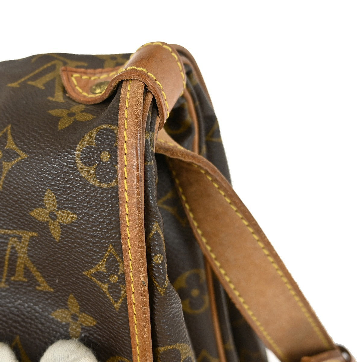Louis Vuitton Saumur Handbag Monogram Canvas Brown Canvas Shoulder Bag