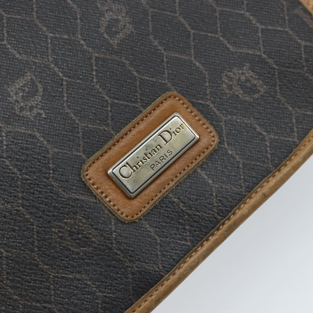Christian Dior Vintage Honeycomb Flap Crossbody Bag Canvas And Leather Black Canvas Shoulder Bag Bag (Pre-Owned)