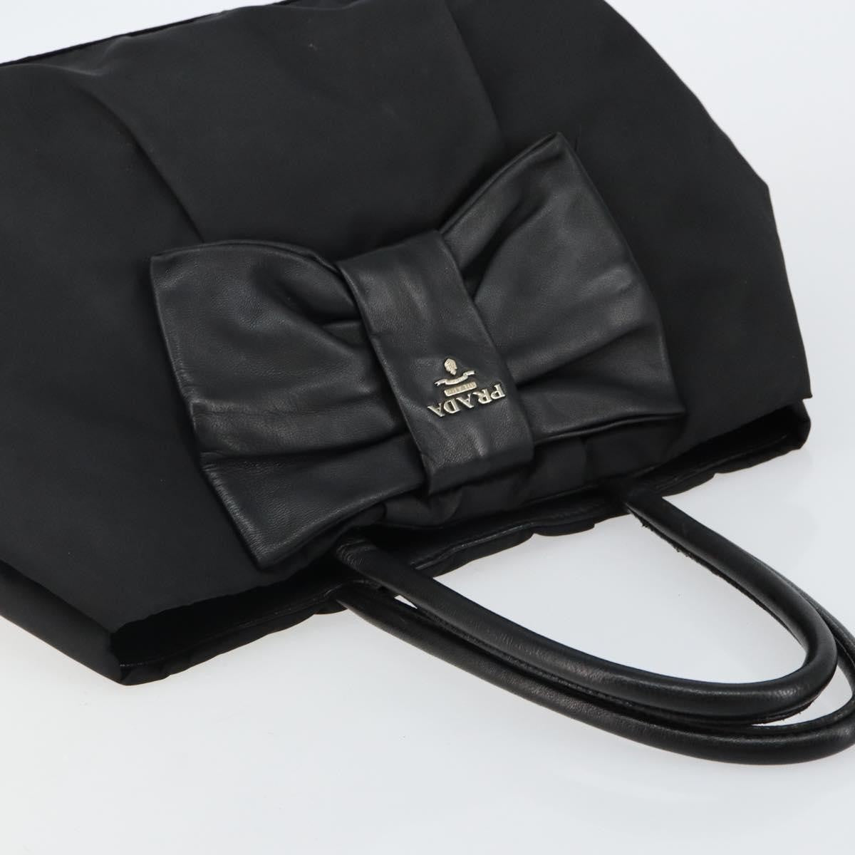 Prada Bow Tote Tessuto With Leather Black Nylon Tote Bag Bag