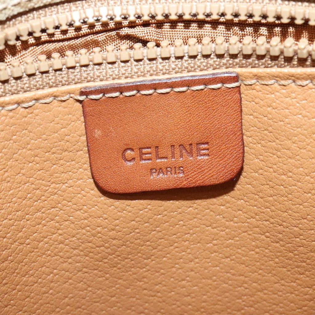 Celine Macadam Shoulder Bag Pvc Leather Beige Canvas Bag