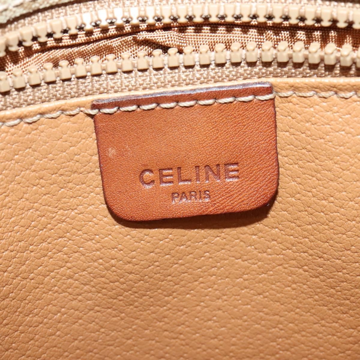 Celine Macadam Shoulder Bag Pvc Leather Beige Canvas Bag