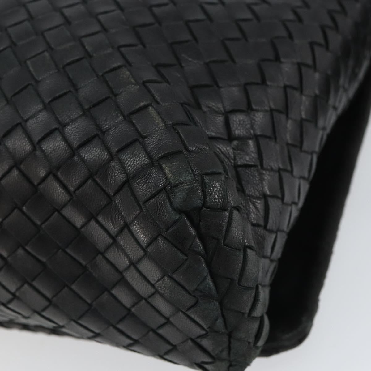 Bottega Veneta Square Flap Messenger Bag Intrecciato Nappa Black Leather Shoulder Bag Bag