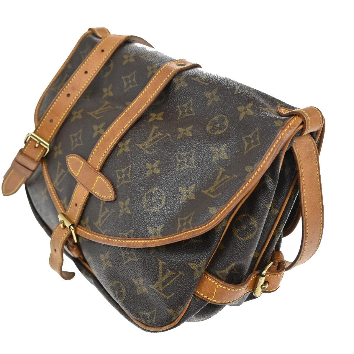 Louis Vuitton Saumur Handbag Monogram Canvas Brown Canvas Shoulder Bag