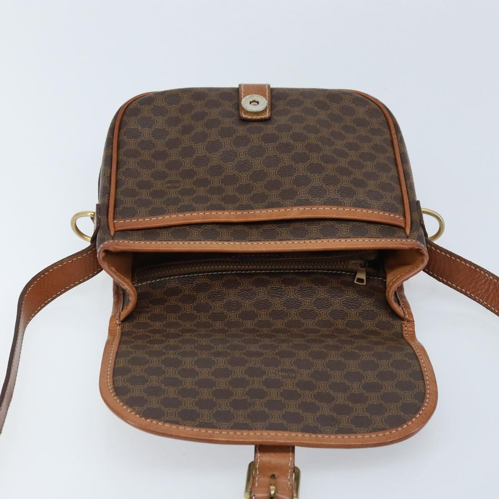 Celine Vintage Macadam Shoulder Bag Canvas And Leather Brown Pvc Shoulder Bag Bag
