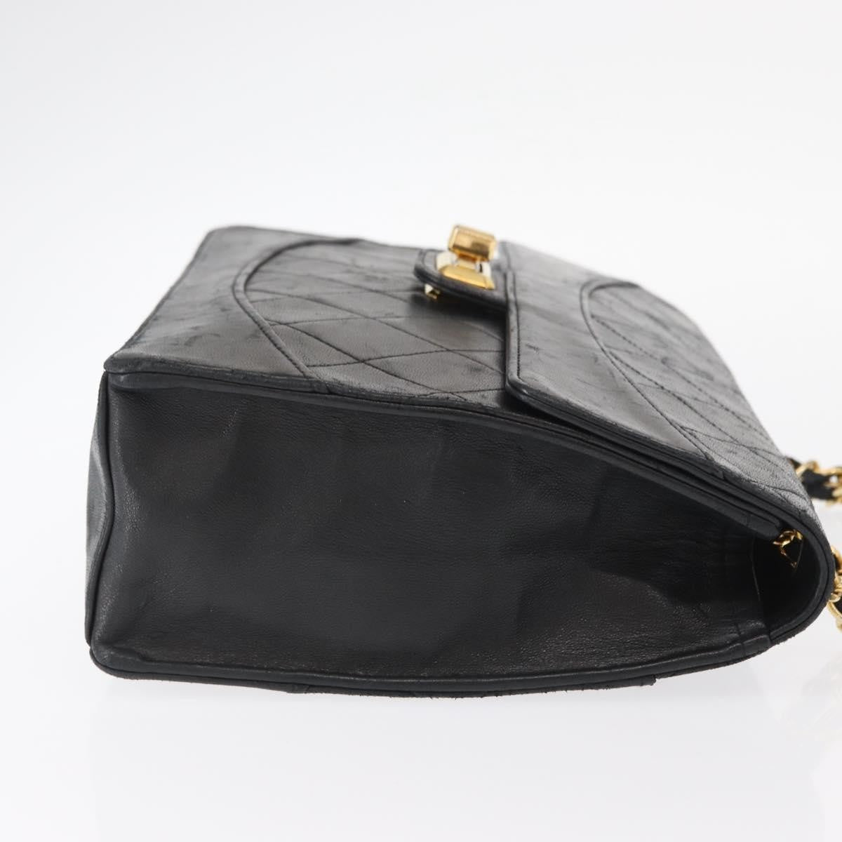 Chanel Vintage Mademoiselle Lock Trapezoid Flap Bag Quilted Lambskin Black Leather Shoulder Bag Bag