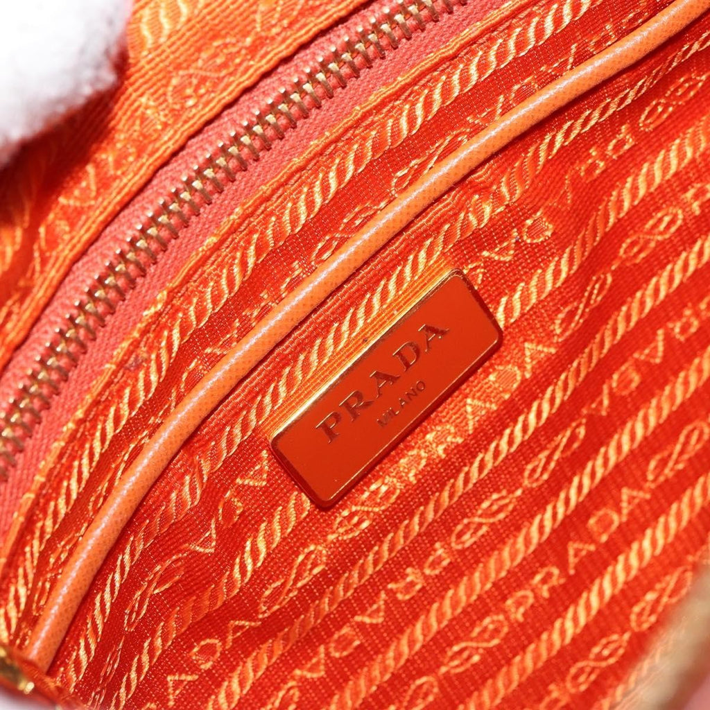 Prada Flat Messenger Tessuto With Leather Orange Nylon Shoulder Bag Bag