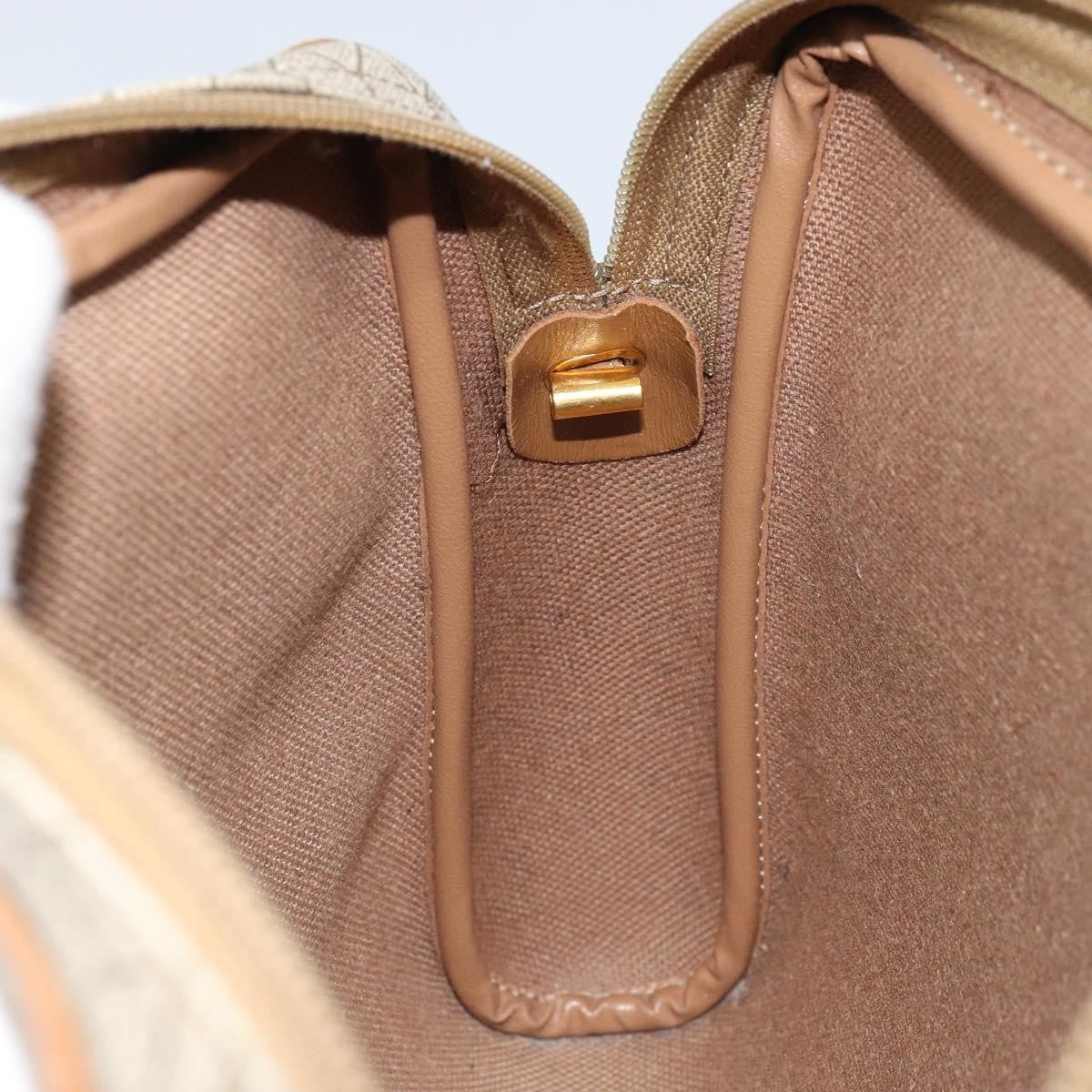 Christian Dior Vintage Honeycomb Shoulder Bag Canvas And Leather Beige Canvas Shoulder Bag Bag (Pre-Owned)