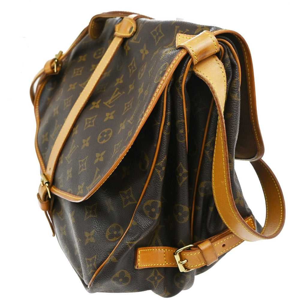 Louis Vuitton Saumur Handbag Monogram Canvas Brown Canvas Shoulder Bag