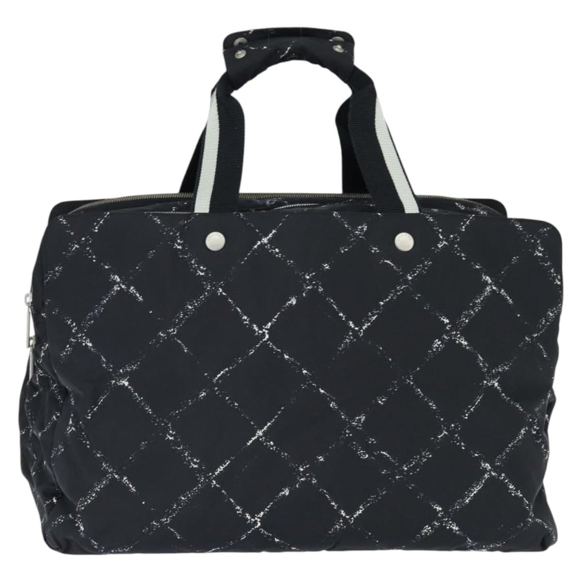 Chanel Travel Line Boston Bag Printed Nylon Black Nylon Travel Bag Bag