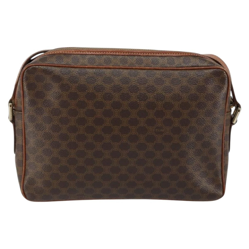 Celine Vintage Macadam Shoulder Bag Canvas And Leather Brown Canvas Shoulder Bag Bag