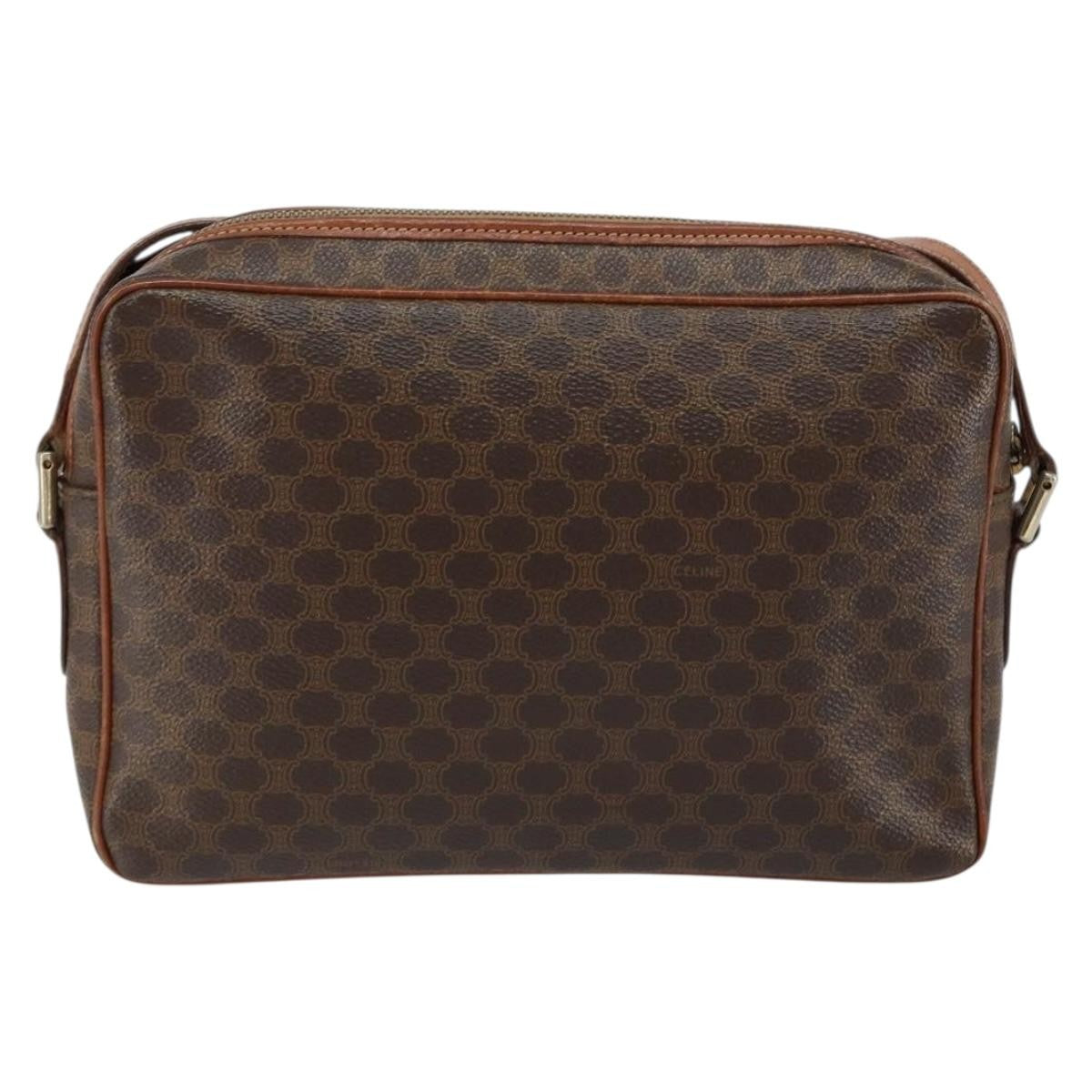 Celine Vintage Macadam Shoulder Bag Canvas And Leather Brown Canvas Shoulder Bag Bag