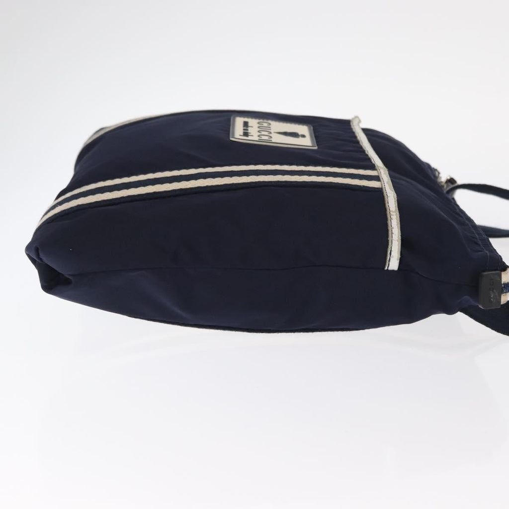Gucci Vintage Shoulder Bag Nylon Navy Nylon Shoulder Bag Bag (Pre-Owned)
