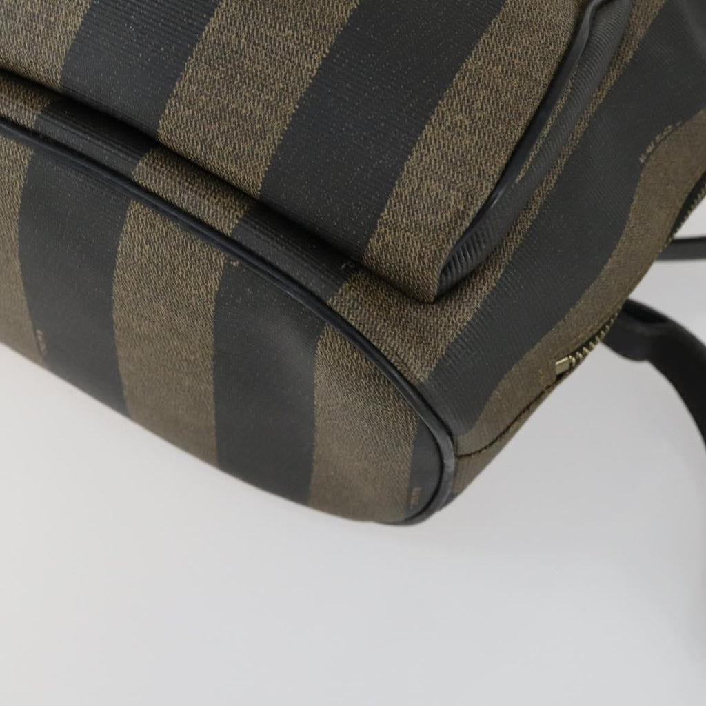 Fendi Pequin Front Pocket Backpack Coated Canvas Brown Pvc Backpack Bag