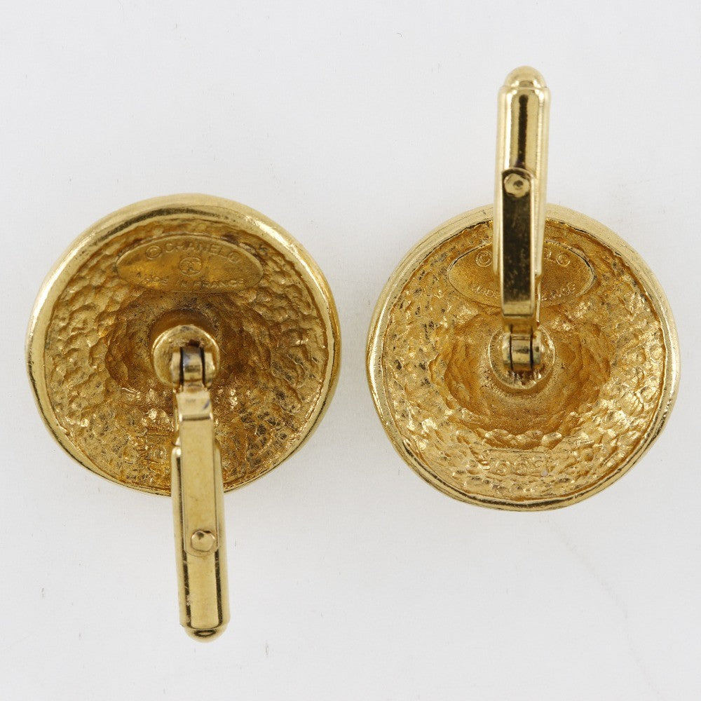 Chanel Vintage Logo Round Cufflinks Plated Gold Gold Gold_Plated Cufflinks Jewelry