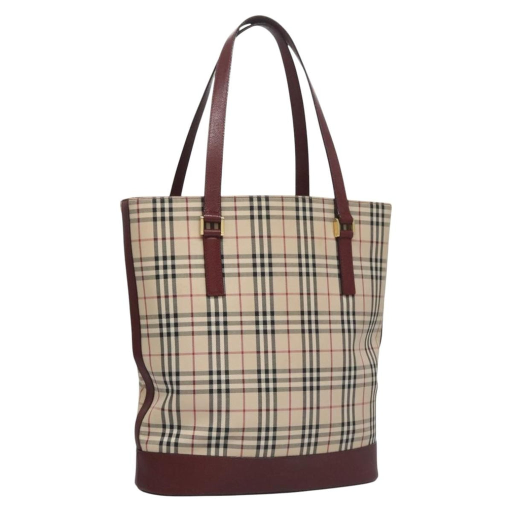 Burberry Nova Check Tote Canvas And Leather Beige Canvas Tote Bag