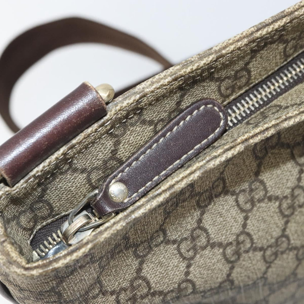 Gucci Zip Top Messenger Bag Gg Coated Canvas Beige Pvc Shoulder Bag Bag (Pre-Owned)