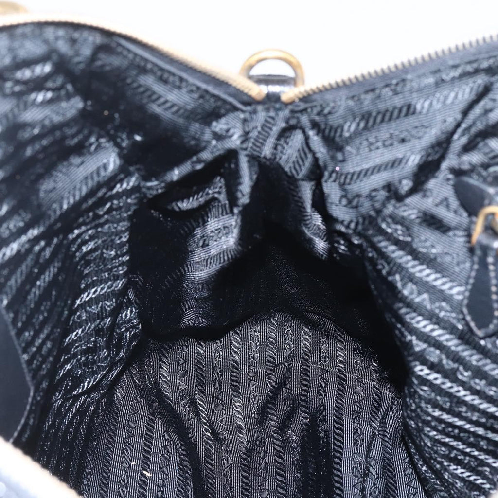 Prada Waves Hobo Leather And Tessuto Black Leather Handbag