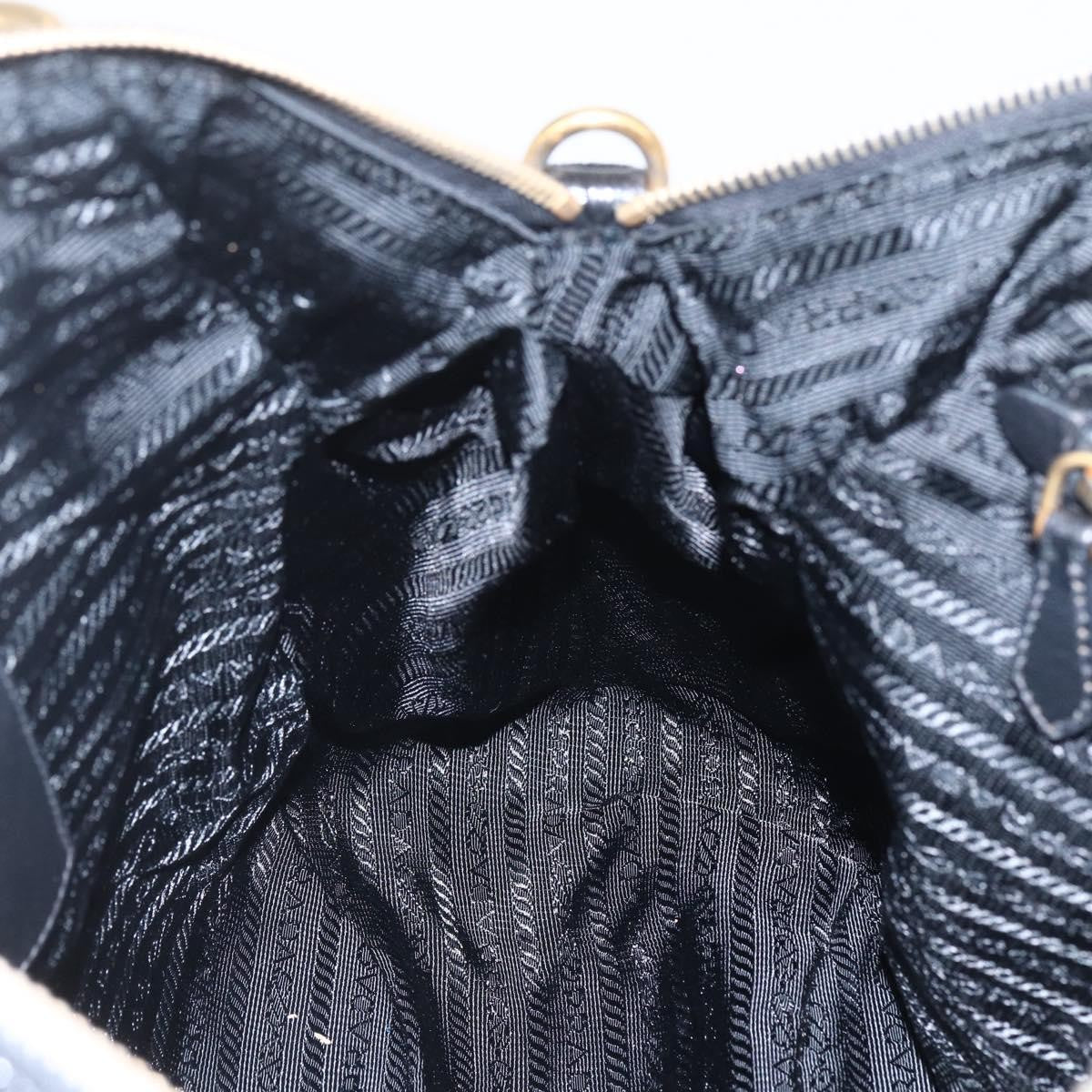 Prada Waves Hobo Leather And Tessuto Black Leather Handbag