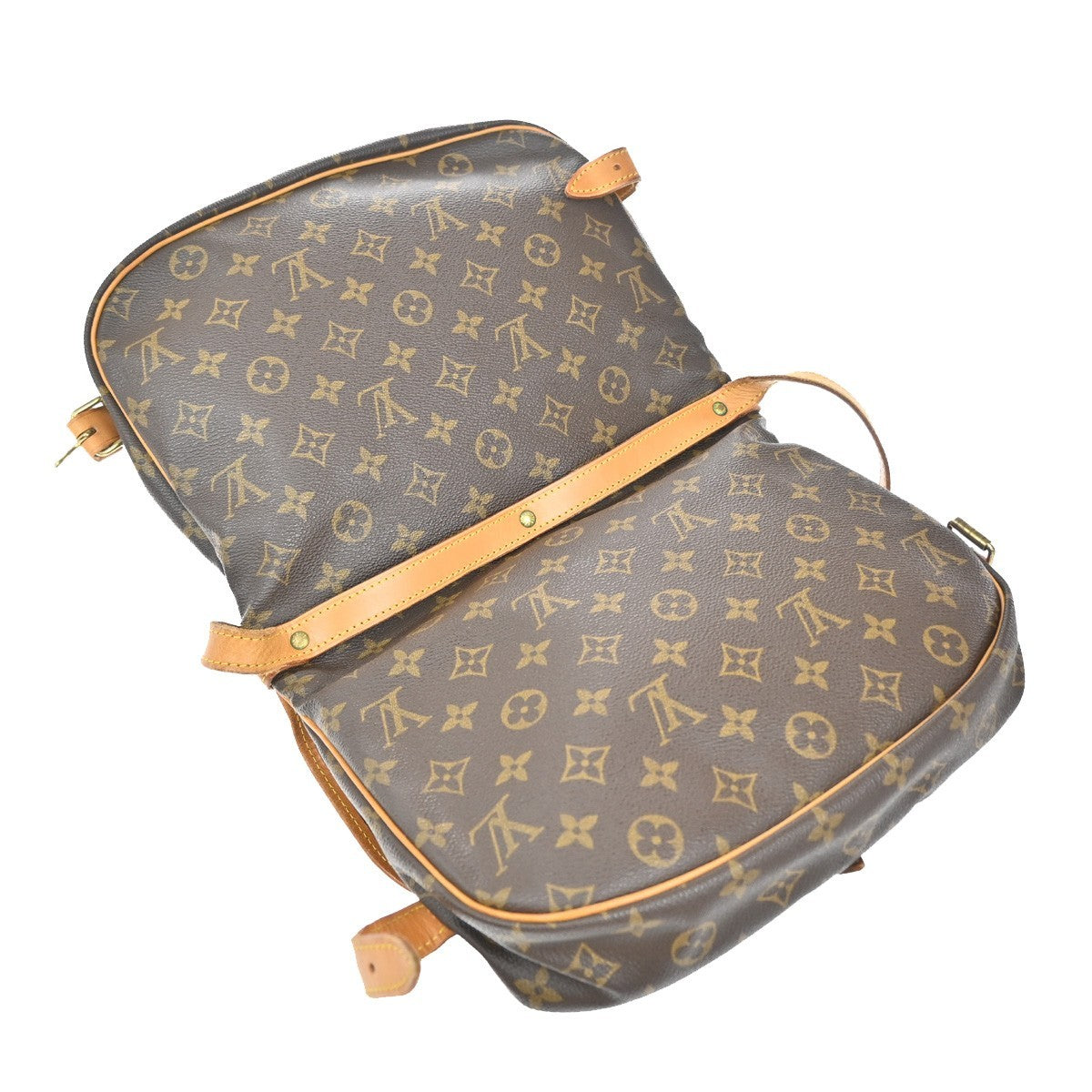 Louis Vuitton Saumur Handbag Monogram Canvas Brown Canvas Shoulder Bag