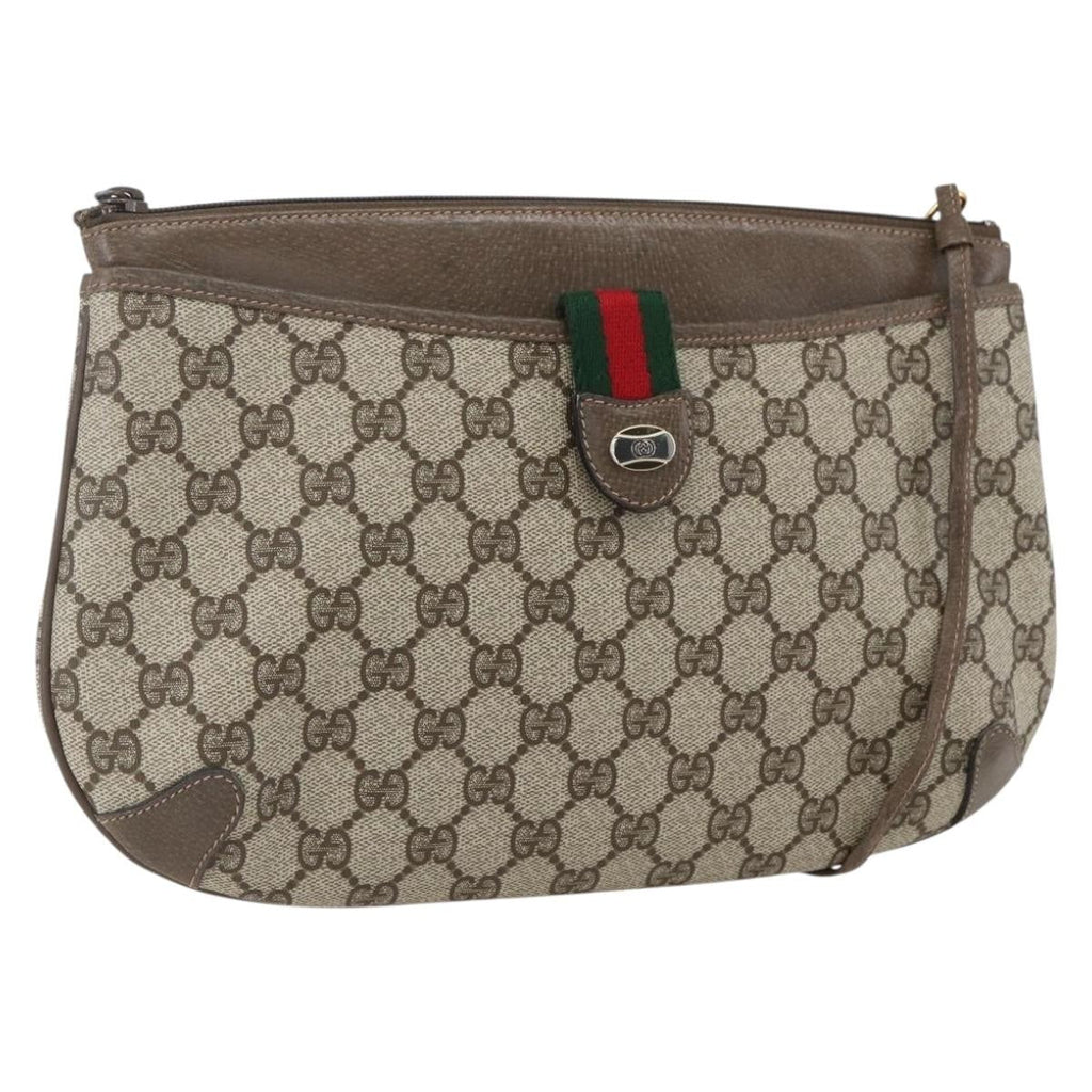 Gucci Vintage Web Crossbody Bag Gg Coated Canvas Beige Canvas Shoulder Bag Bag (Pre-Owned)