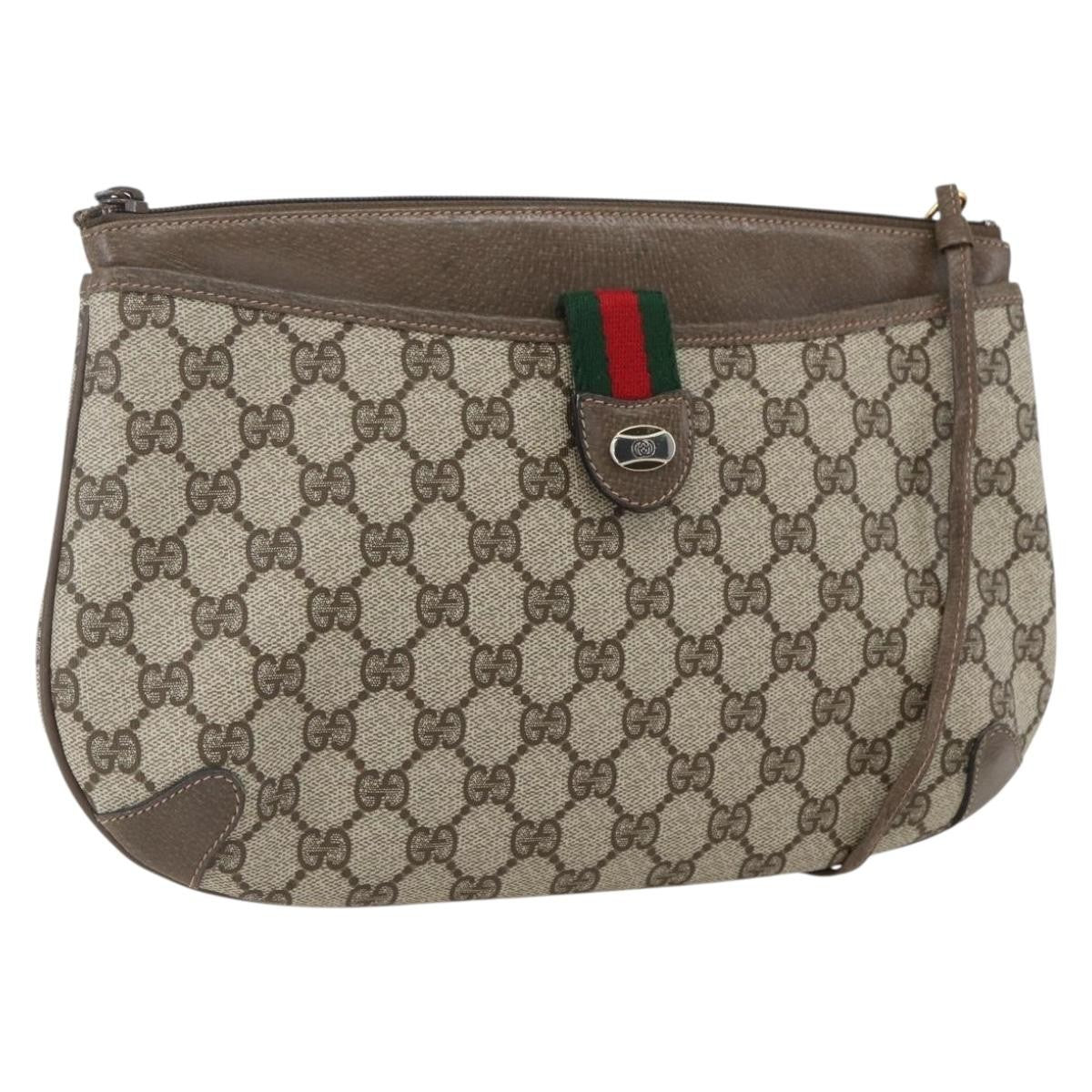 Gucci Vintage Web Crossbody Bag Gg Coated Canvas Beige Canvas Shoulder Bag Bag (Pre-Owned)