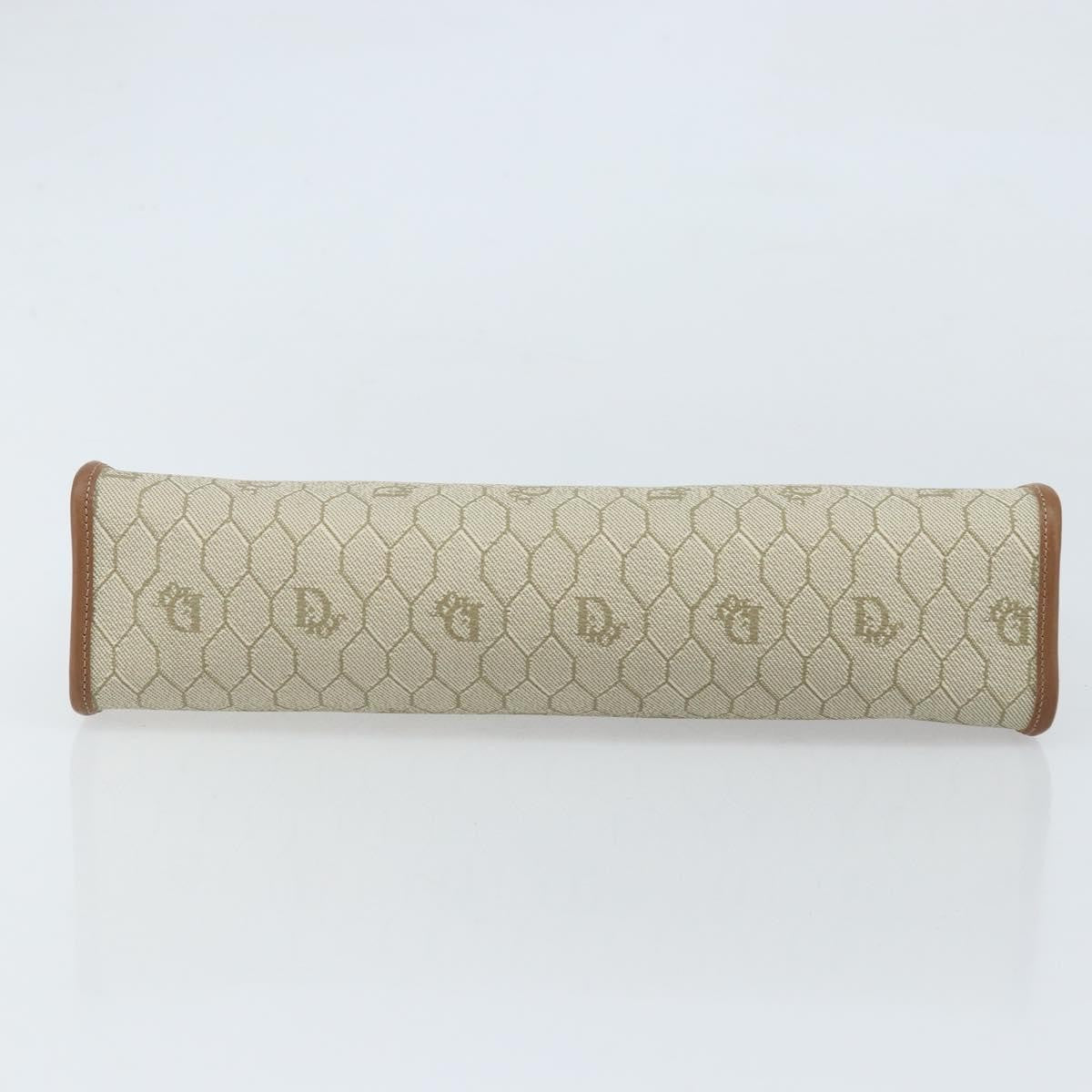 Christian Dior Vintage Honeycomb Zip Pouch Canvas And Leather Beige Canvas Clutche & Pouche Bag (Pre-Owned)