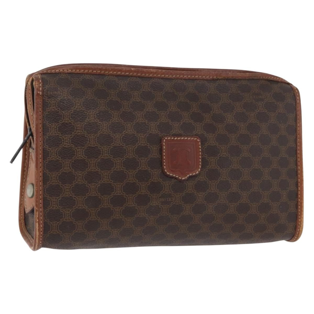 Celine Macadam Pochette Canvas And Leather Brown Canvas Clutche & Pouche Bag