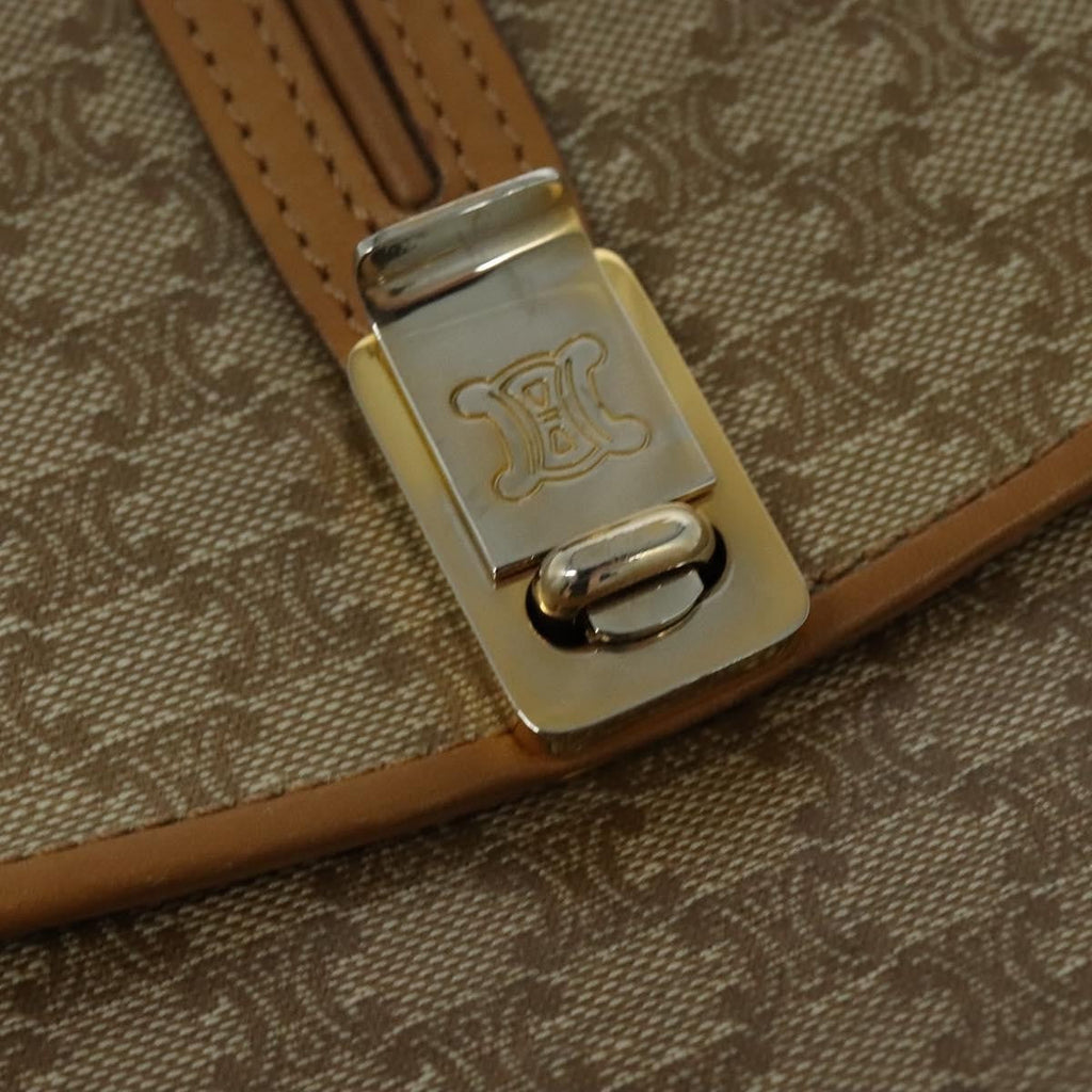 Celine Macadam Shoulder Bag Pvc Leather Beige Canvas Bag