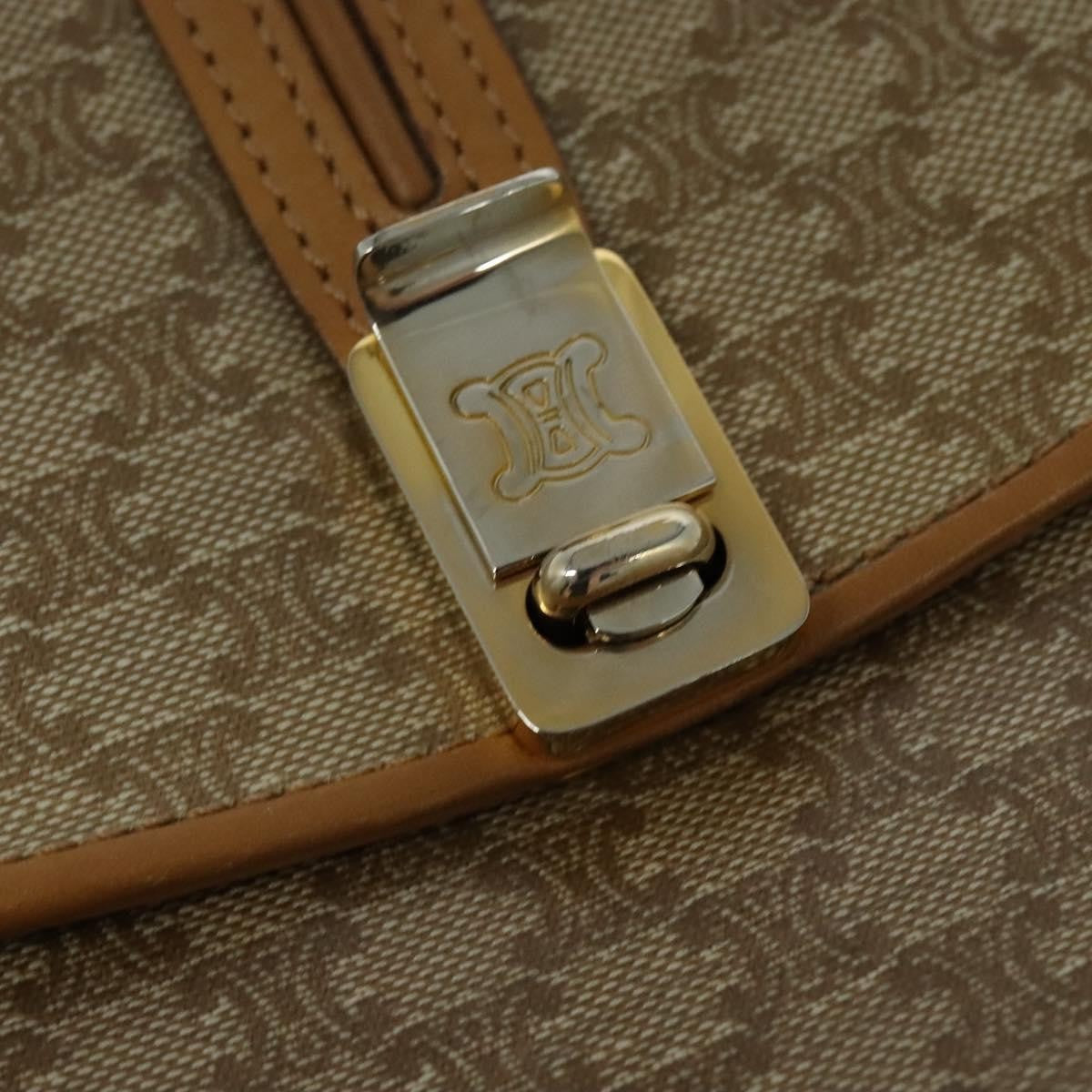 Celine Macadam Shoulder Bag Pvc Leather Beige Canvas Bag