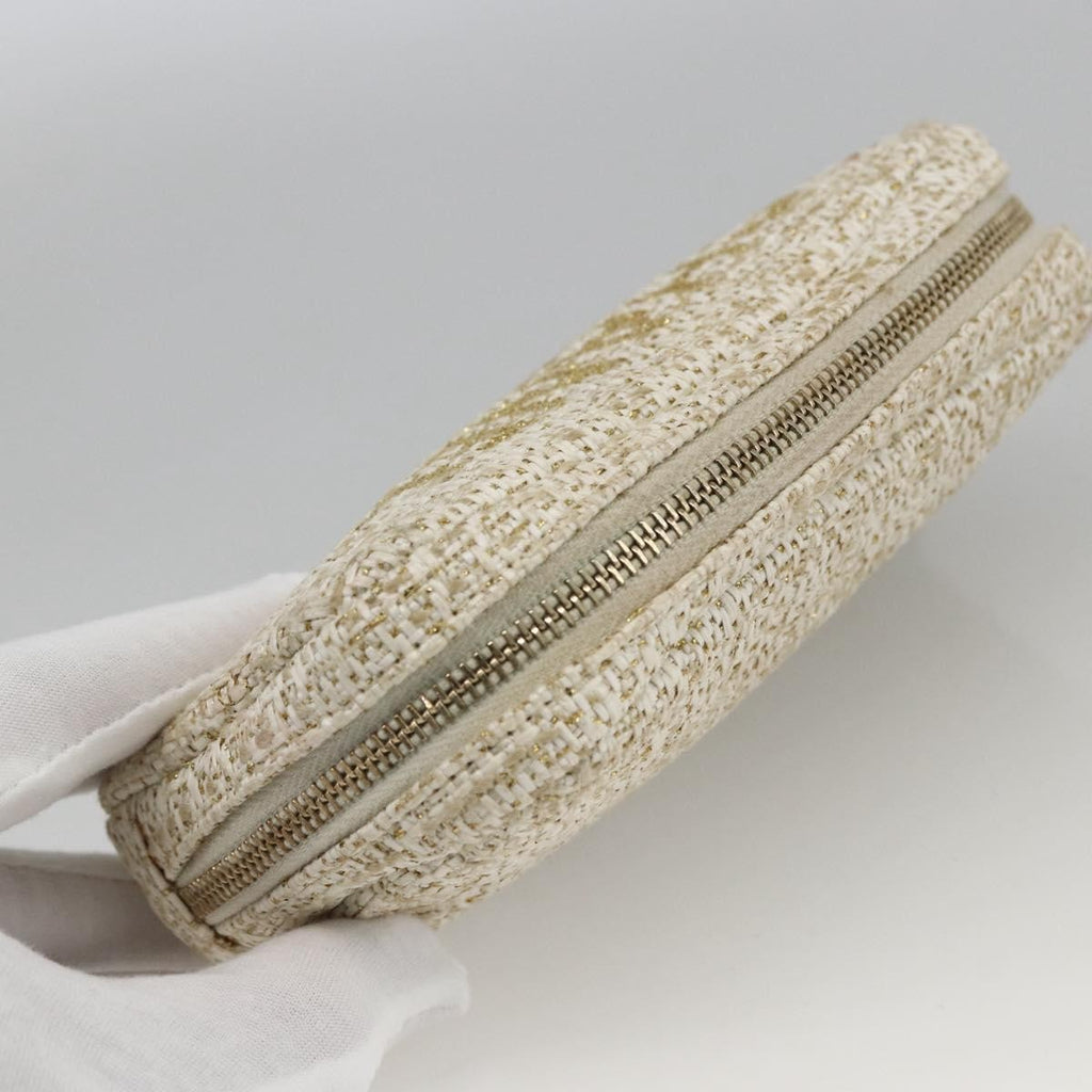 Chanel Deauville Curvy Cosmetic Pouch Tweed Gold Tweed Clutche & Pouche Bag