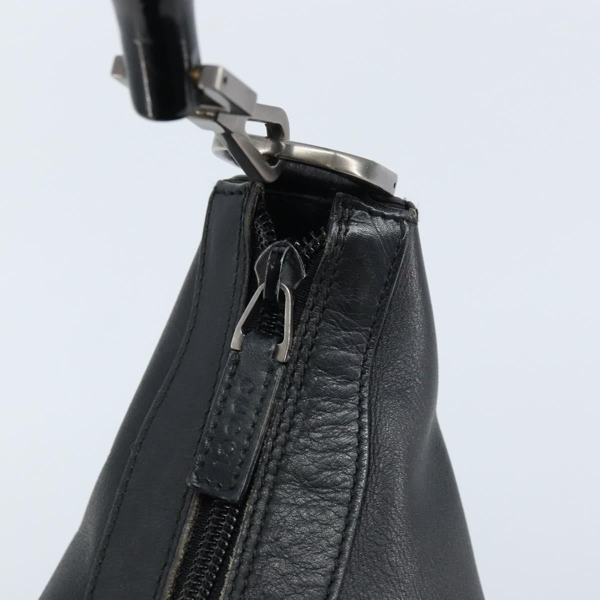 Gucci Vintage Bamboo Hobo Leather Black Leather Handbag (Pre-Owned)