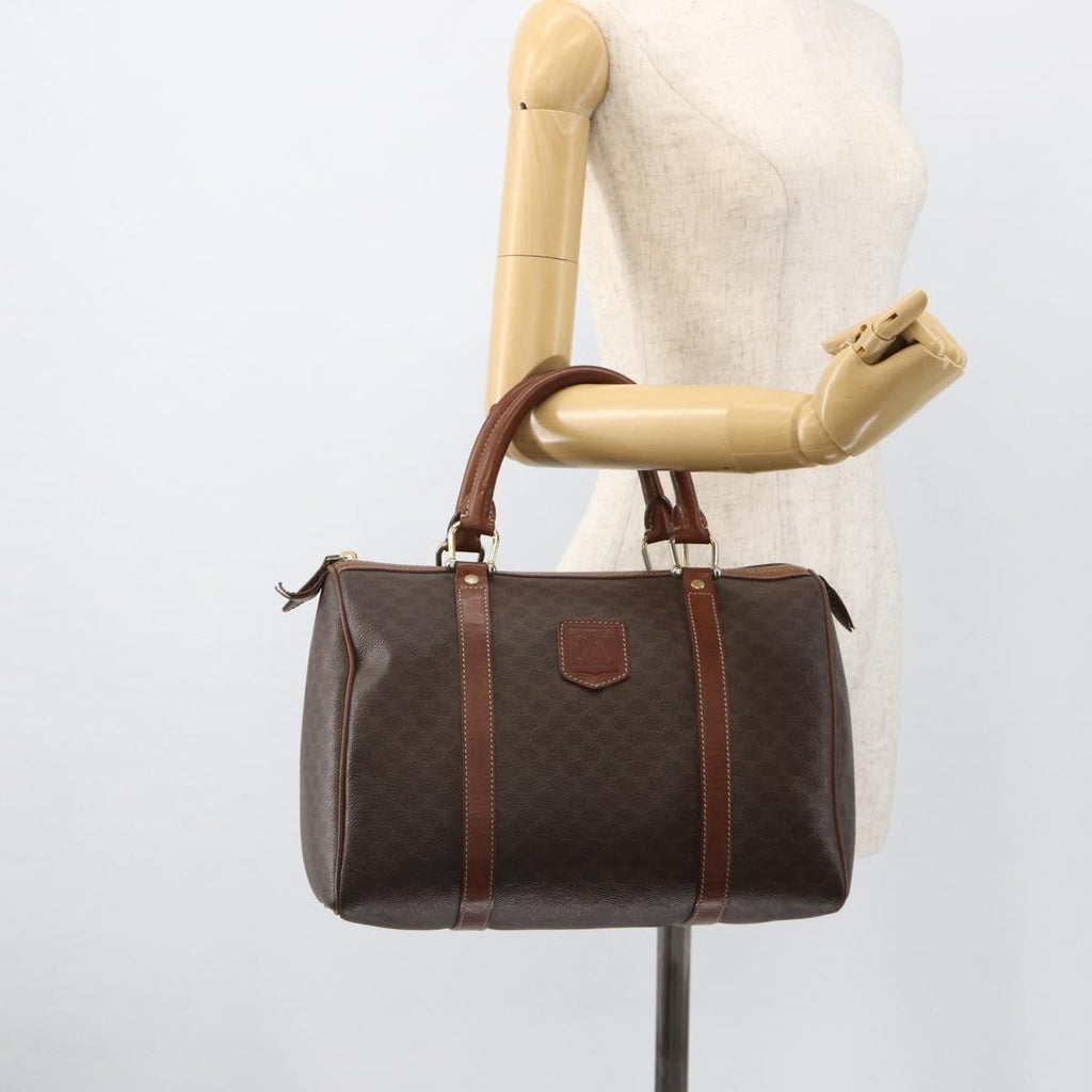 Celine Macadam Handbag Macadam With Leather Brown Canvas Handbag