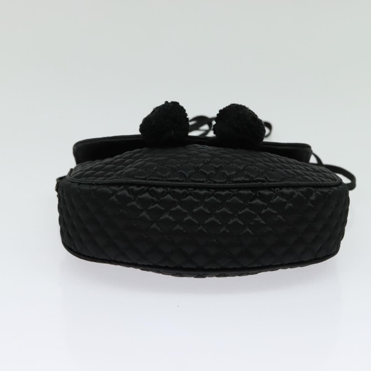 Bottega Veneta Intrecciato Clutch Bag Calfskin Black Satin Shoulder Bag Bag
