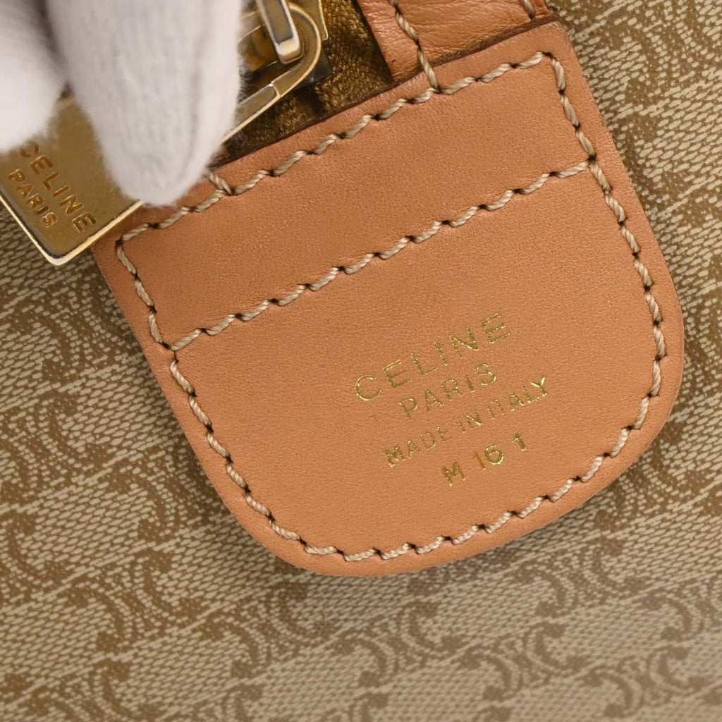 Celine Vintage Duffle Bag Canvas And Leather Beige Pvc Travel Bag Bag