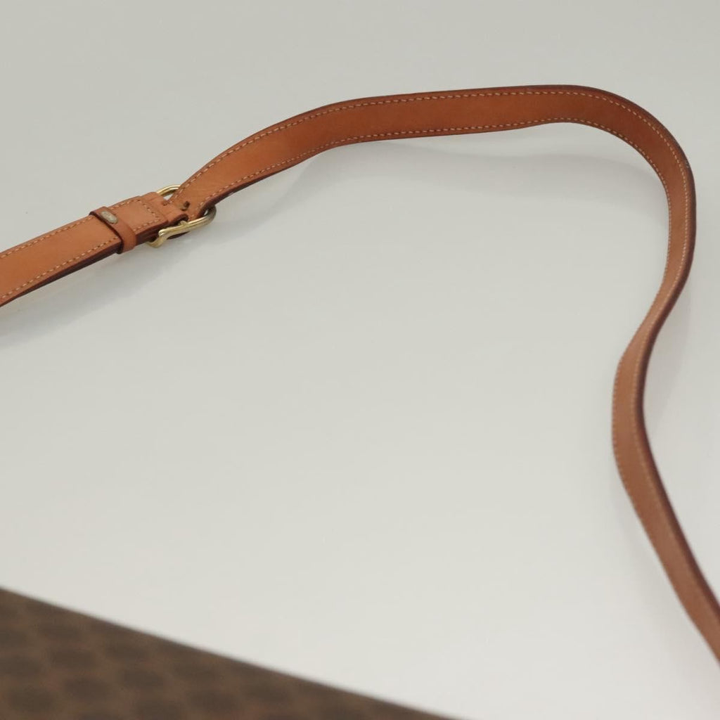 Celine Macadam Shoulder Bag Pvc Leather Brown Canvas Bag