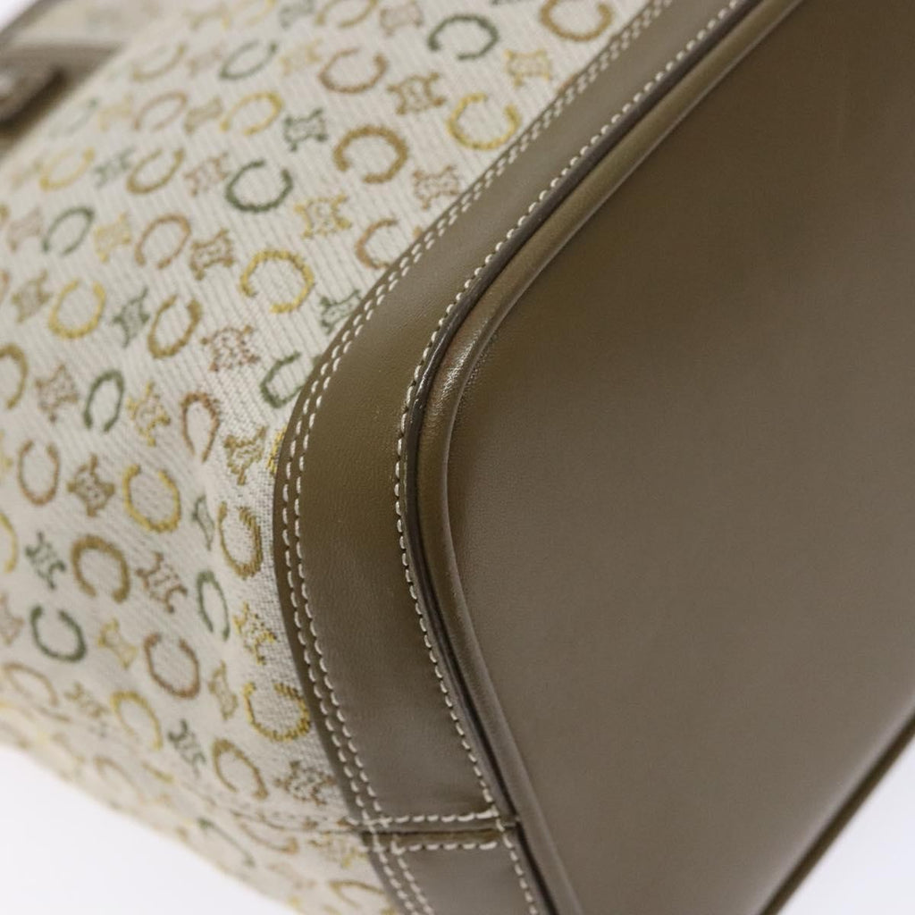 Celine Vintage Macadam Shoulder Bag Canvas Khaki Canvas Bag
