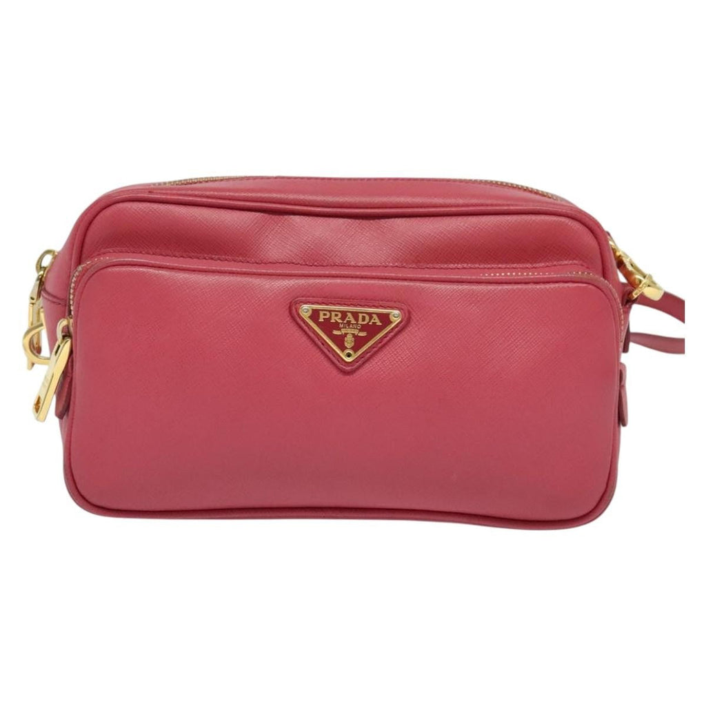 Prada Front Pocket Crossbody Bag Saffiano Leather Pink Leather Shoulder Bag Bag