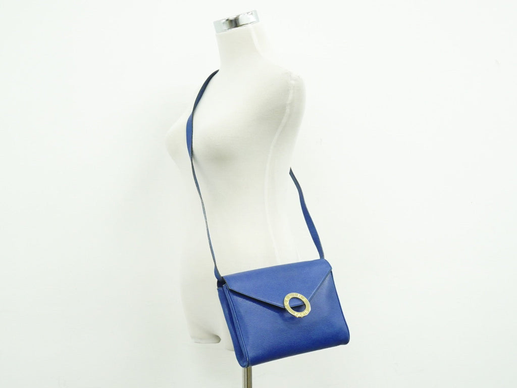 Celine Circle Logo Shoulder Bag Leather Blue Leather Shoulder Bag Bag
