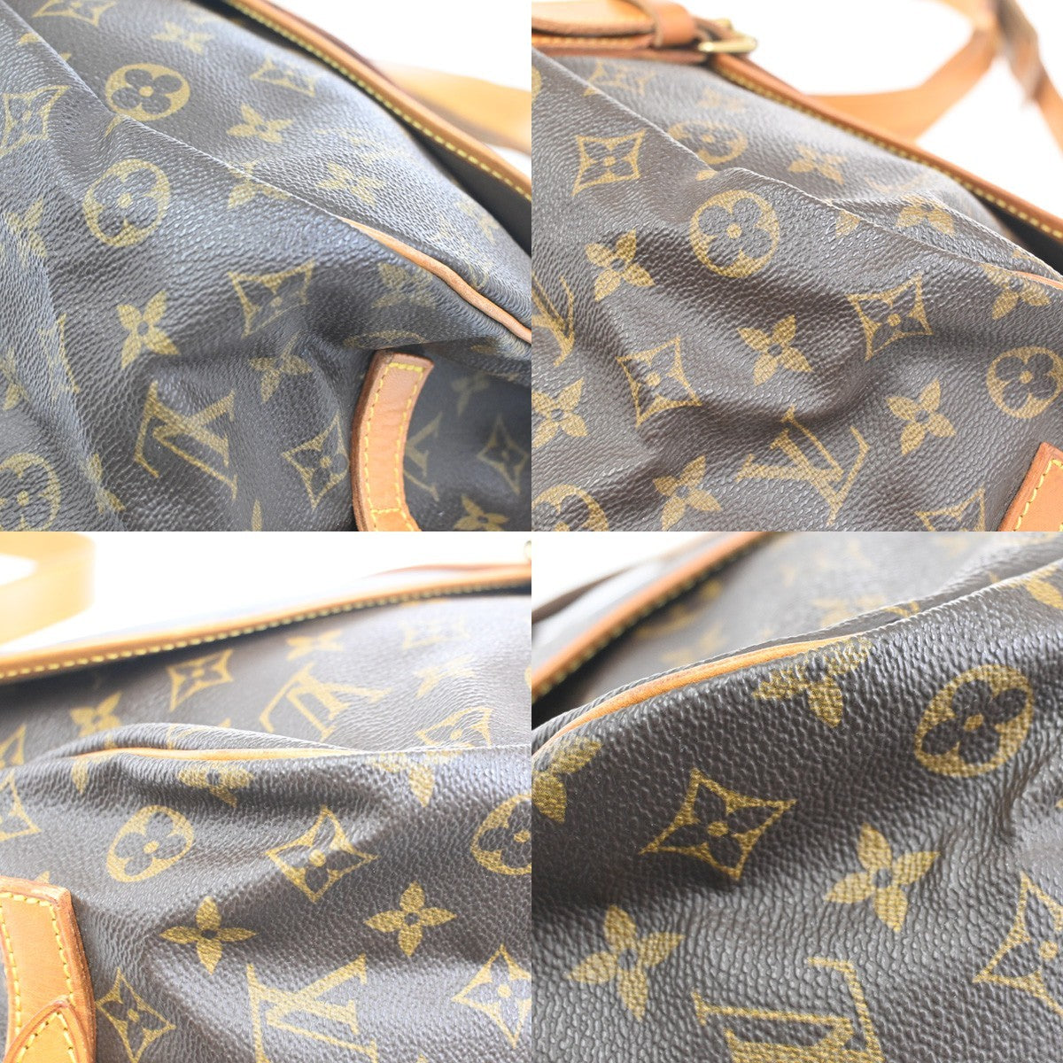 Louis Vuitton Saumur Handbag Monogram Canvas Brown Canvas Shoulder Bag