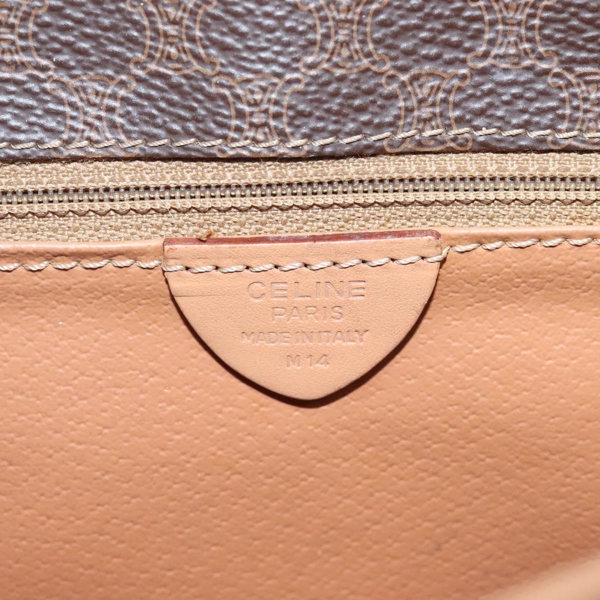 Celine Vintage Macadam Circle Logo Shoulder Bag Canvas And Leather Brown Canvas Shoulder Bag Bag
