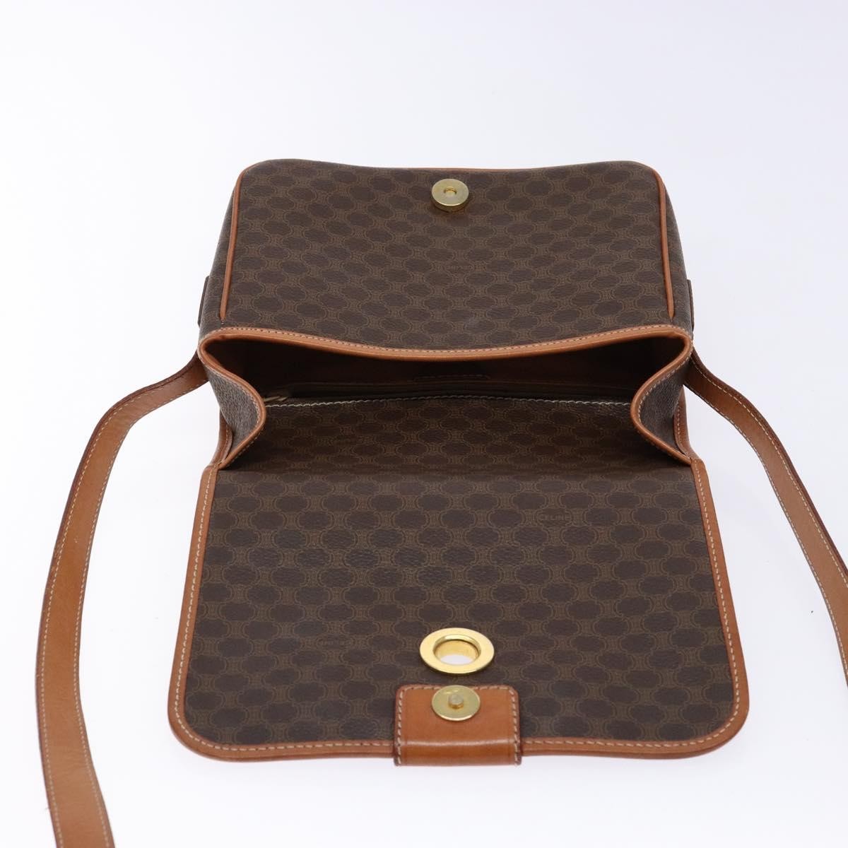 Celine Macadam Shoulder Bag Pvc Leather Brown Canvas Bag