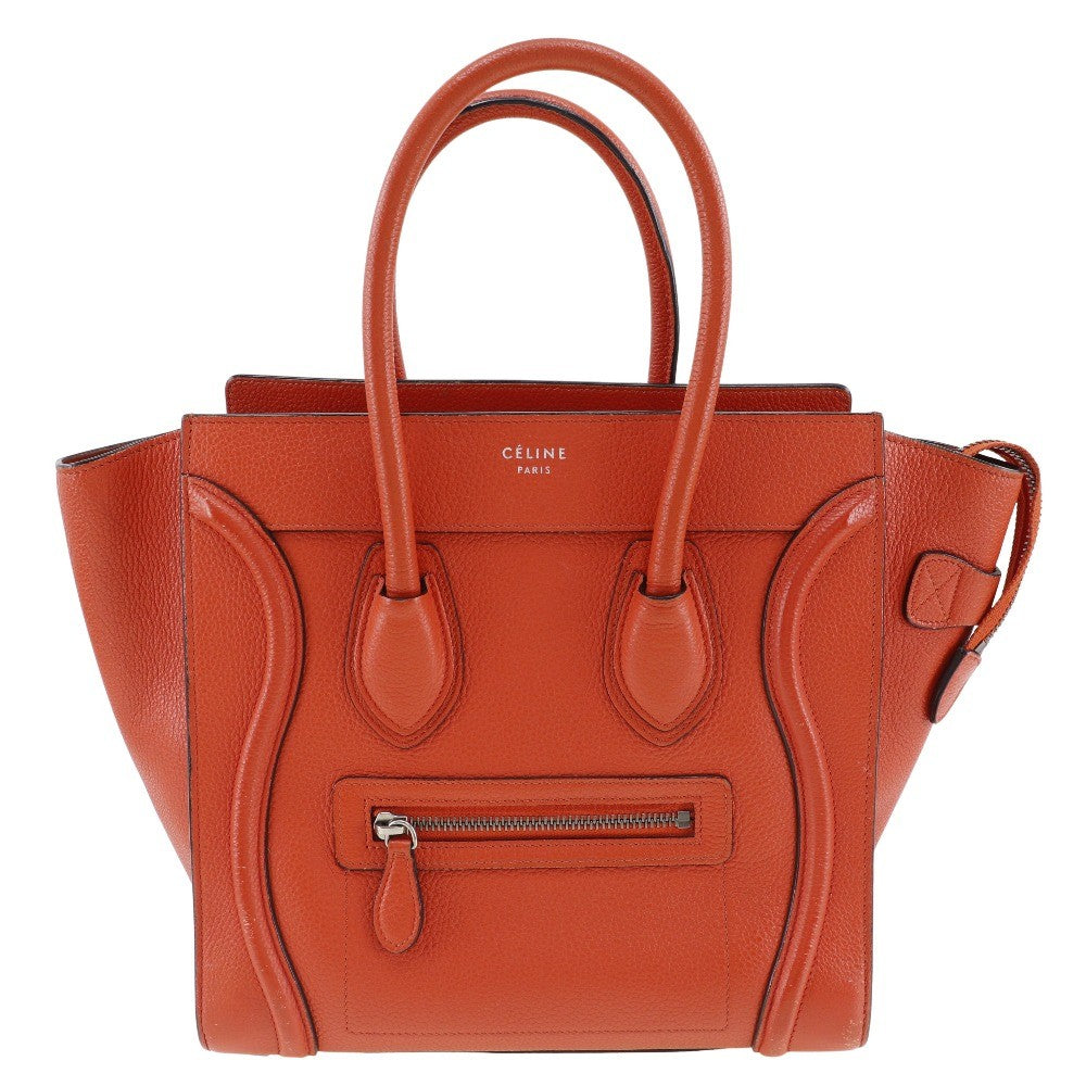 Celine Luggage Bag Grainy Leather Red Calfskin Handbag