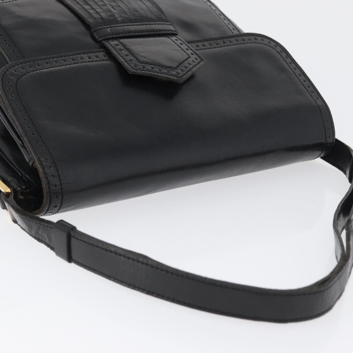 Saint Laurent Vintage Shoulder Bag Leather Black Leather Shoulder Bag Bag (Pre-Owned)