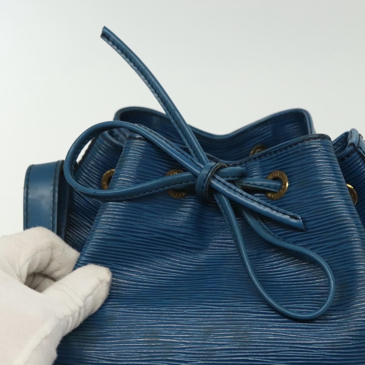 Louis Vuitton Petit Noe Handbag Epi Leather Blue Leather Bag